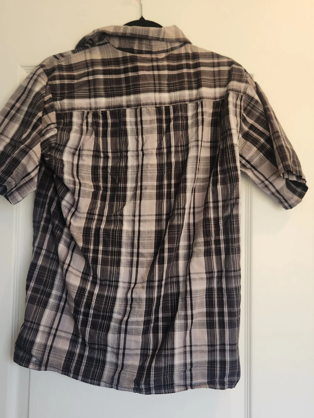Dickies Men’s Plaid Short Sleeve Button-Up Shirt - Black and Cream S Euc